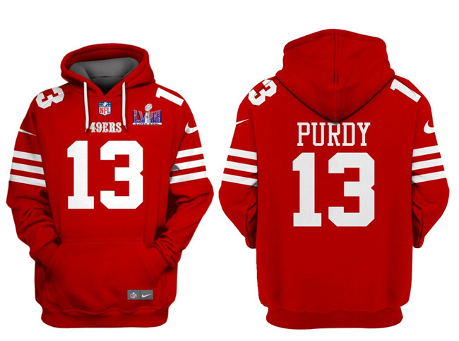 Men's San Francisco 49ers Active Player Custom Red Super Bowl LVIII Alternate Pullover Hoodie